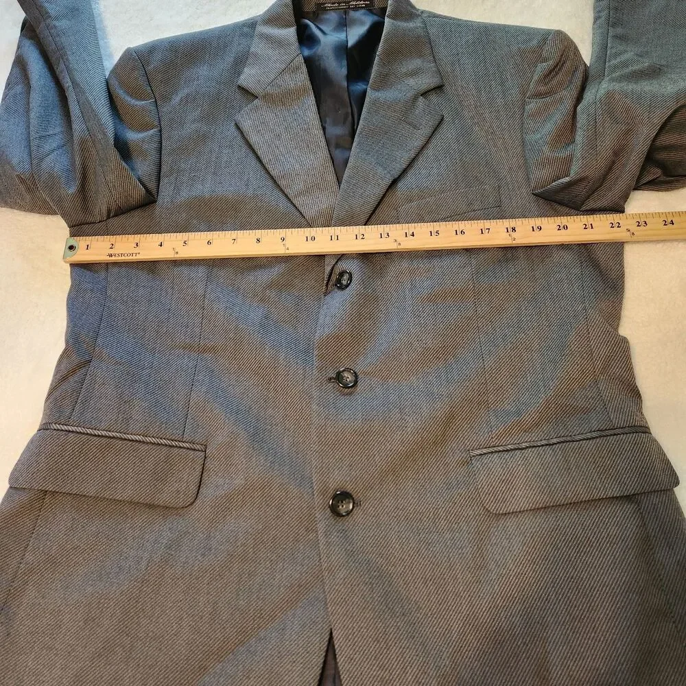 Wool Blend Brassero Made In Moldova Gray Suit Jacket Sport Coat Blazer 42R/36W